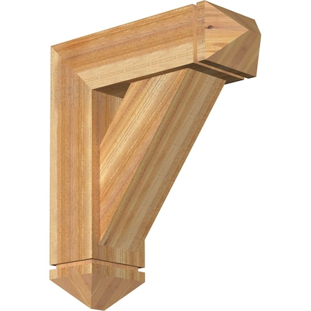 Traditional Arts And Crafts Rough Sawn Bracket W/ Offset Brace, Western Red Cedar, 8W X 24D X 28H